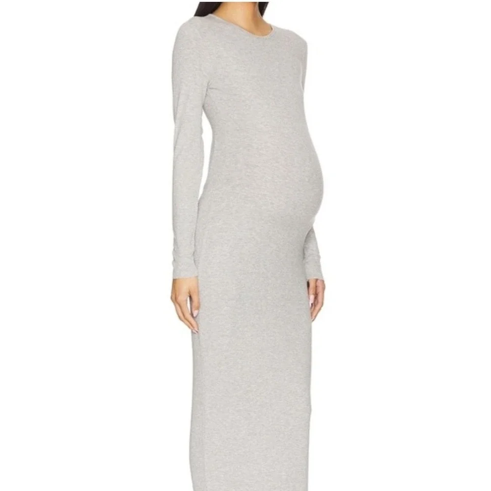 Bumpsuit Long Sleeve Maxi Dress Size M Grey Ribbed‎ Bodycon Stretch Maternity